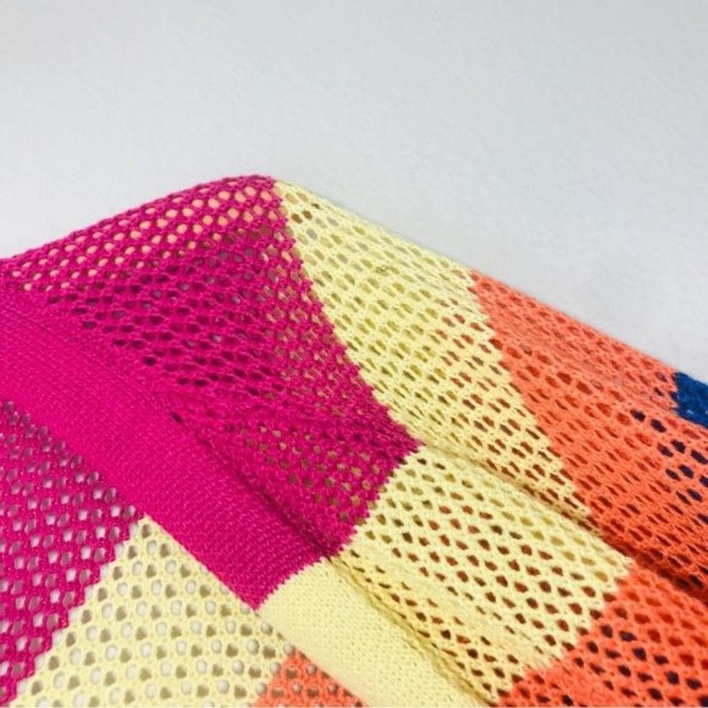 Blair Multicolor Open Knit Cardigan XL Striped Colorblock - Picture 2 of 9
